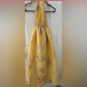 ZARA HALTER MAXI W/ GOLD FOIL